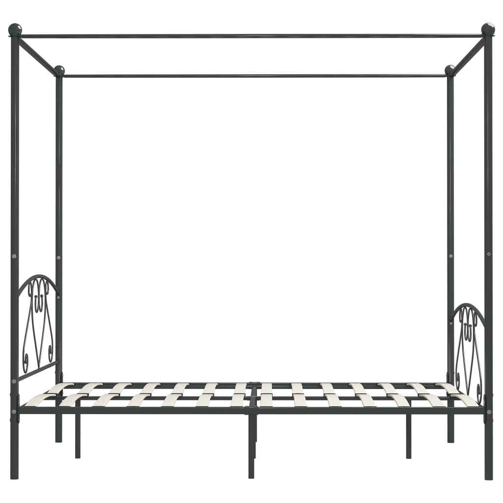 szürke fém baldachinos ágykeret 140 x 200 cm
