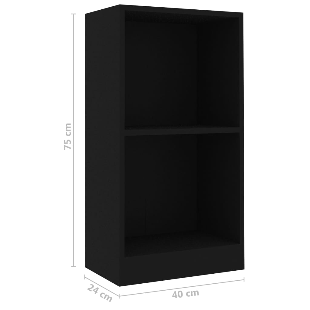 fekete szerelt fa könyvszekrény 40x24x75 cm
