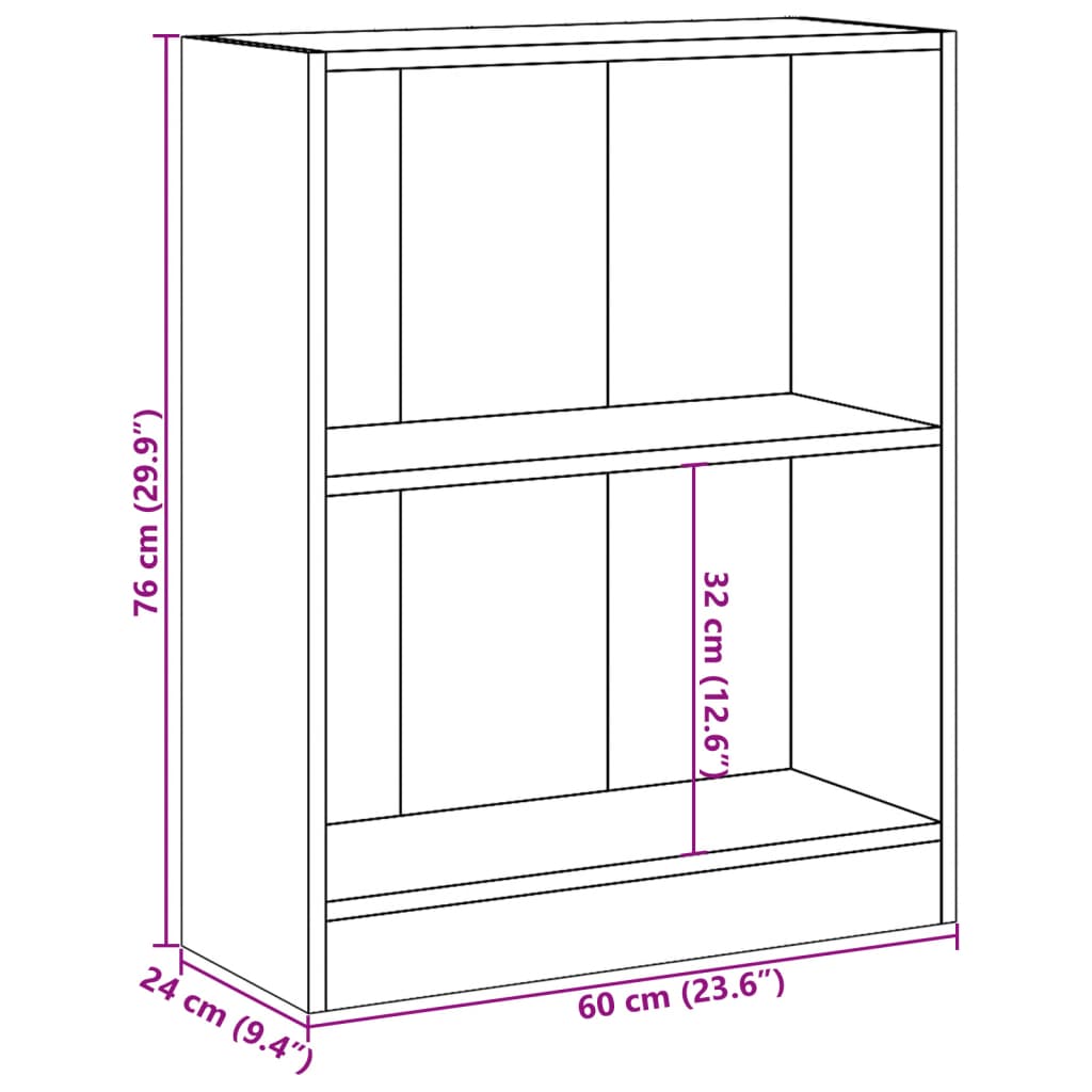 betonszürke szerelt fa könyvespolc 60 x 24 x 76 cm