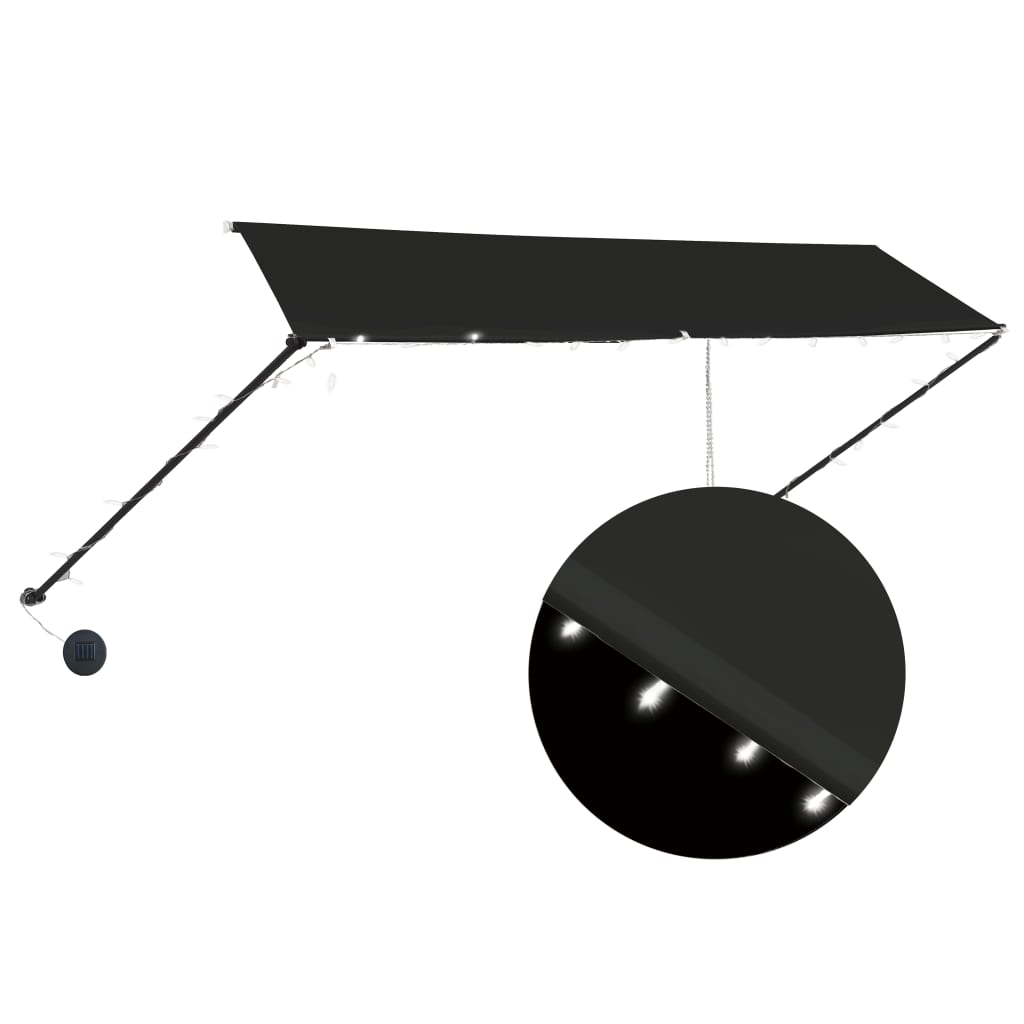 feltekerhető antracitszürke napellenző LED-del 350 x 150 cm