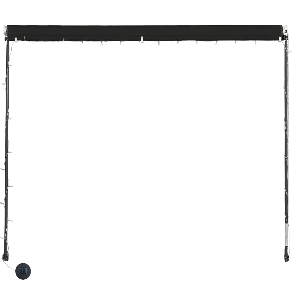 feltekerhető antracitszürke napellenző LED-del 350 x 150 cm