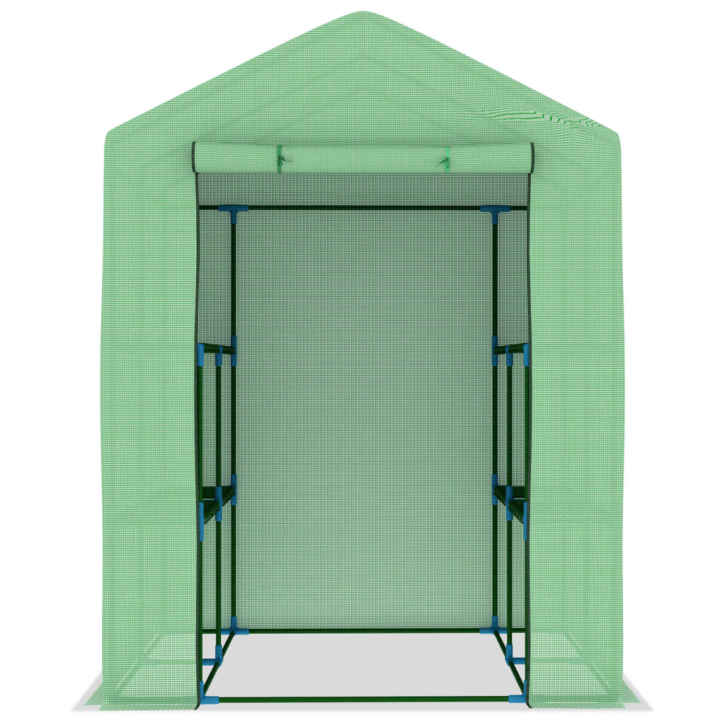 acél melegház polcokkal 143 x 143 x 195 cm