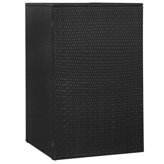 fekete polyrattan gurítható kukatároló 1 db kukához 76x78x120cm