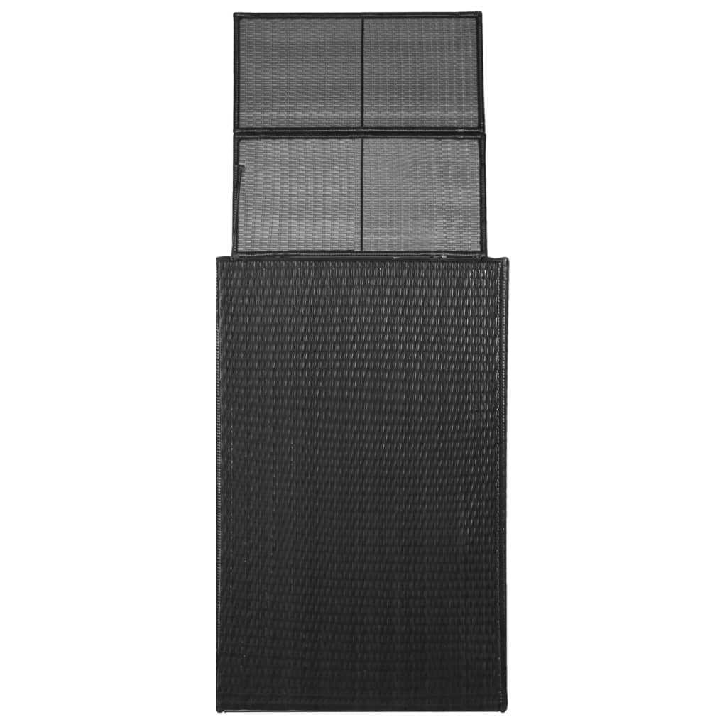 fekete polyrattan gurítható kukatároló 1 db kukához 76x78x120cm