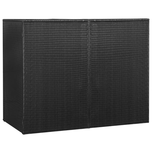 fekete polyrattan kukatároló 2 db kerekes kukához 153x78x120 cm