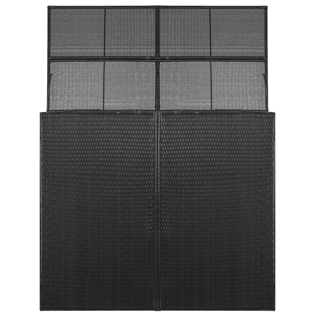 fekete polyrattan kukatároló 2 db kerekes kukához 153x78x120 cm
