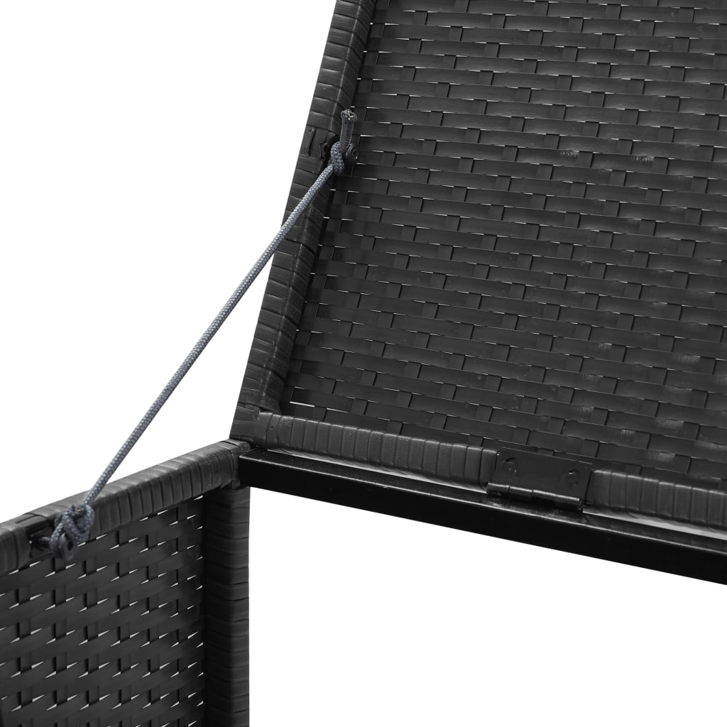 fekete polyrattan kukatároló 4 db kerekes kukához 305x78x120 cm