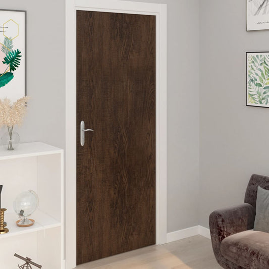 2 db sötét tölgyszínű öntapadó PVC ajtófólia 210 x 90 cm