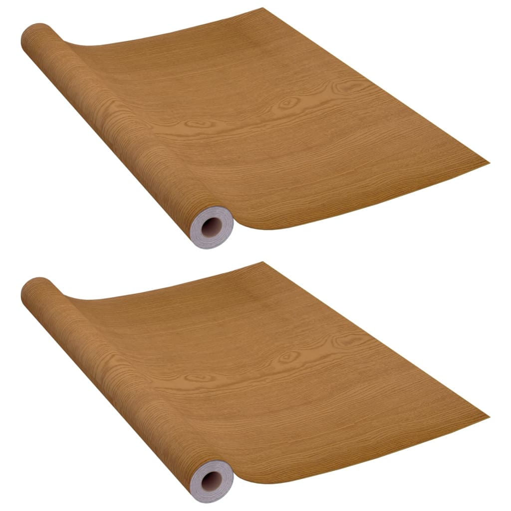 2 db világos tölgyszínű öntapadó PVC ajtófólia 210 x 90 cm