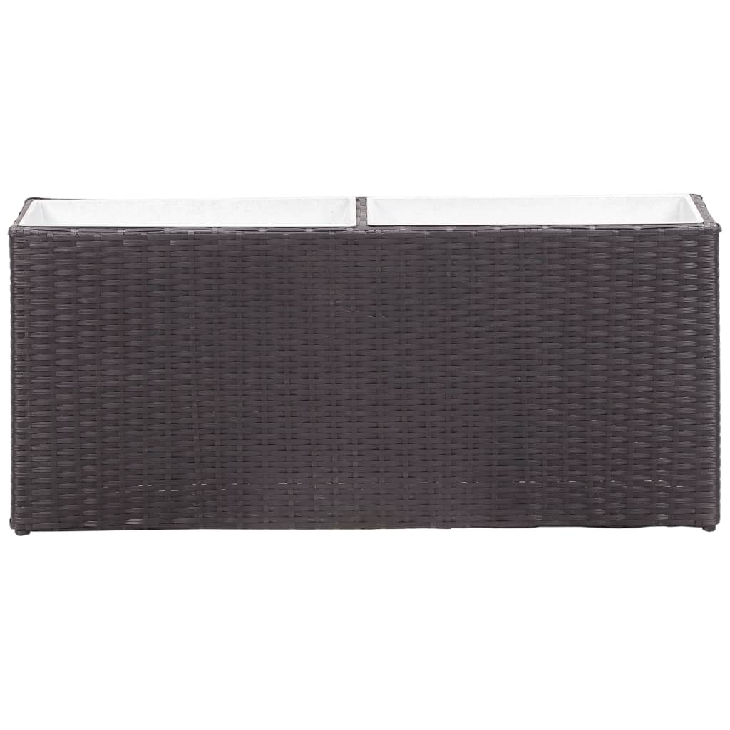 fekete polyrattan kerti magaságyás 2 kaspóval 90 x 20 x 40 cm