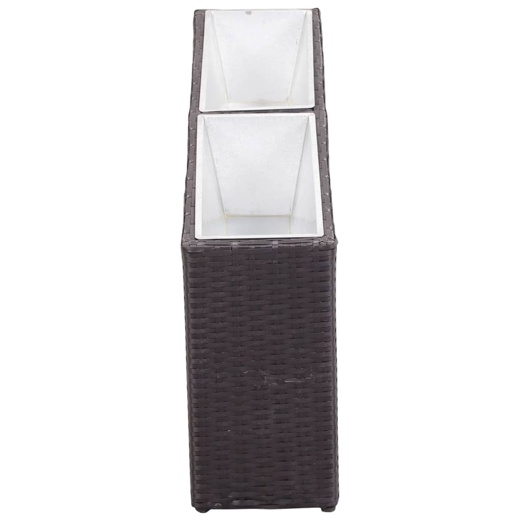 fekete polyrattan kerti magaságyás 2 kaspóval 90 x 20 x 40 cm