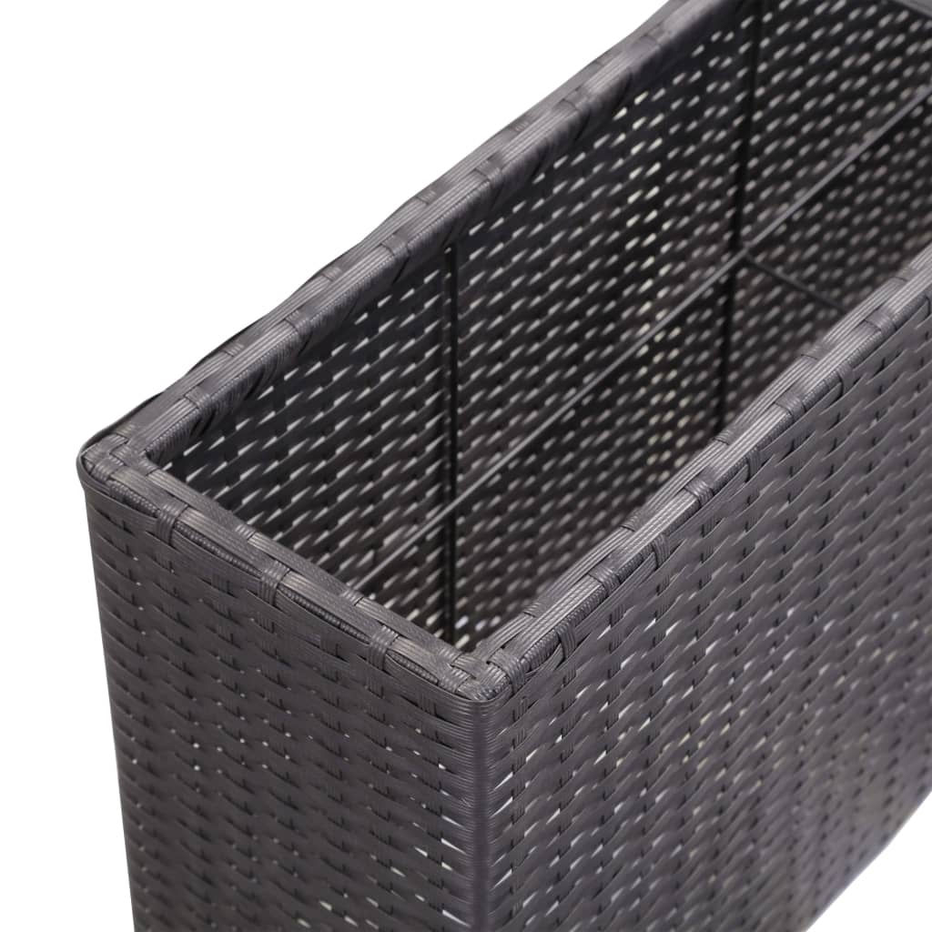 fekete polyrattan kerti magaságyás 2 kaspóval 90 x 20 x 40 cm