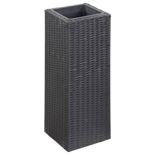 fekete polyrattan kerti magaságyás 28 x 28 x 80 cm