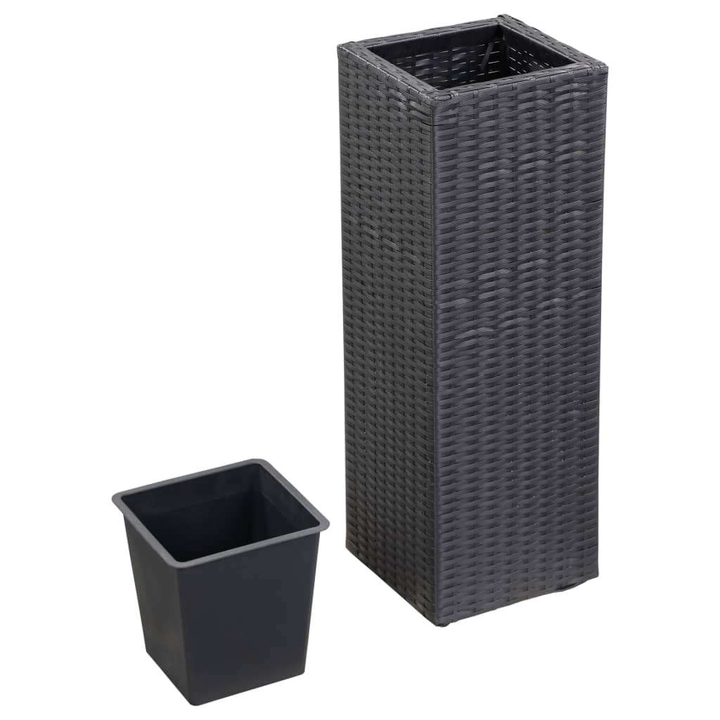 fekete polyrattan kerti magaságyás 28 x 28 x 80 cm