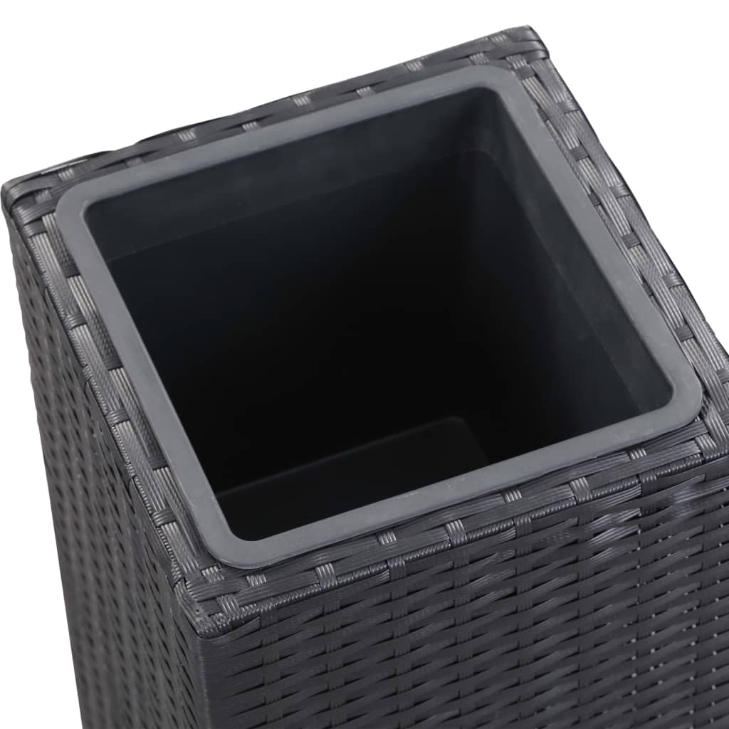 fekete polyrattan kerti magaságyás 28 x 28 x 80 cm