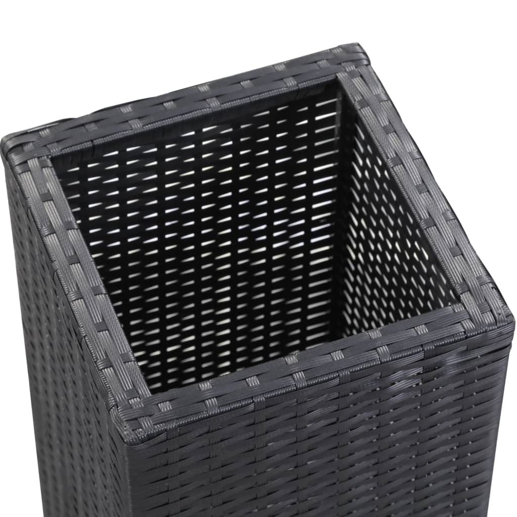 fekete polyrattan kerti magaságyás 28 x 28 x 80 cm