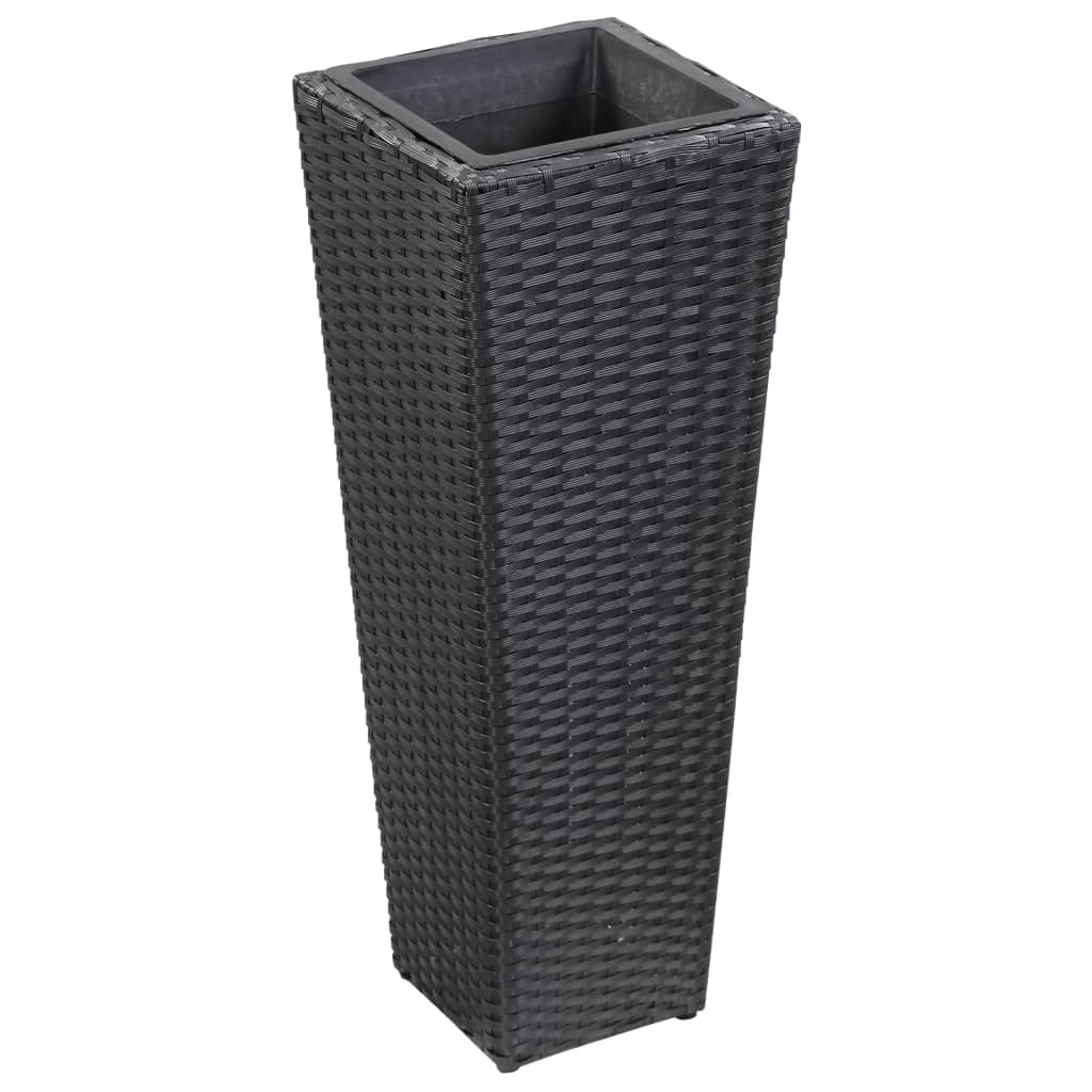 fekete polyrattan kerti magaságyás 30 x 30 x 80 cm