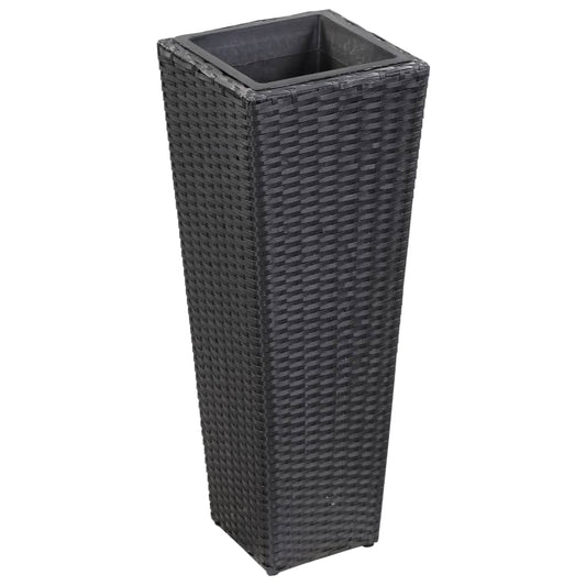 fekete polyrattan kerti magaságyás 30 x 30 x 80 cm