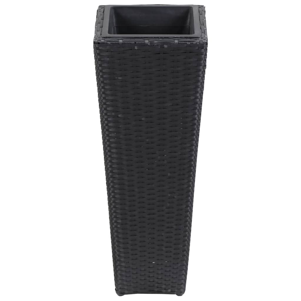 fekete polyrattan kerti magaságyás 30 x 30 x 80 cm