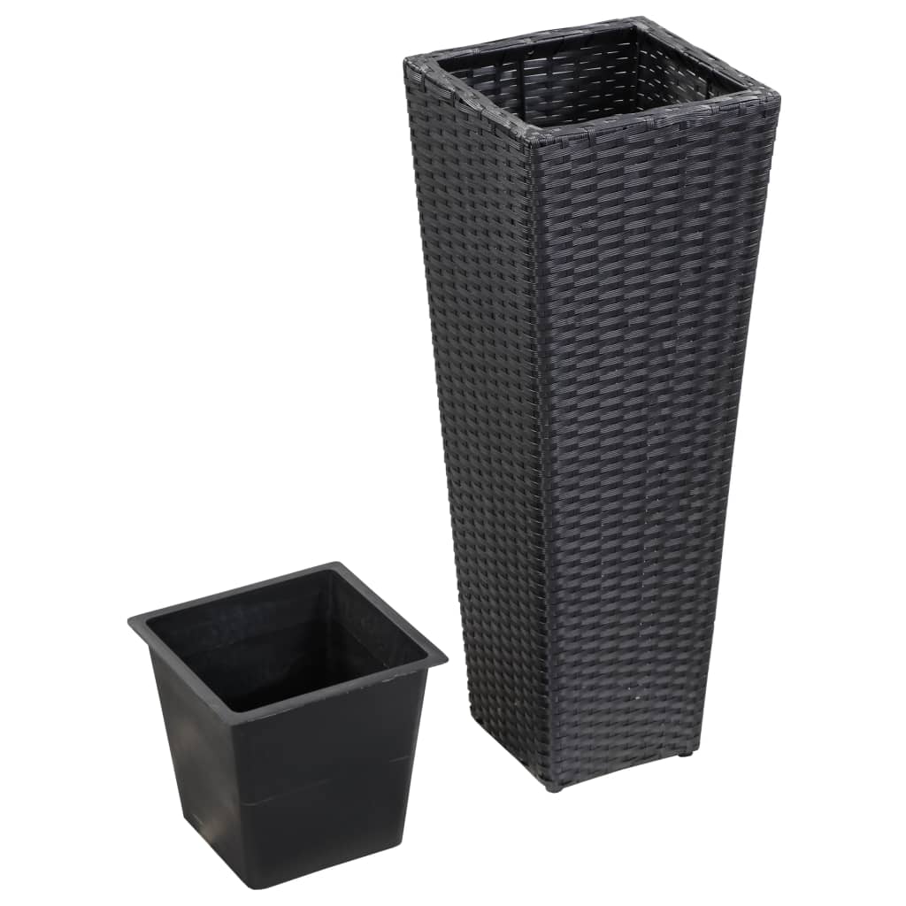 fekete polyrattan kerti magaságyás 30 x 30 x 80 cm