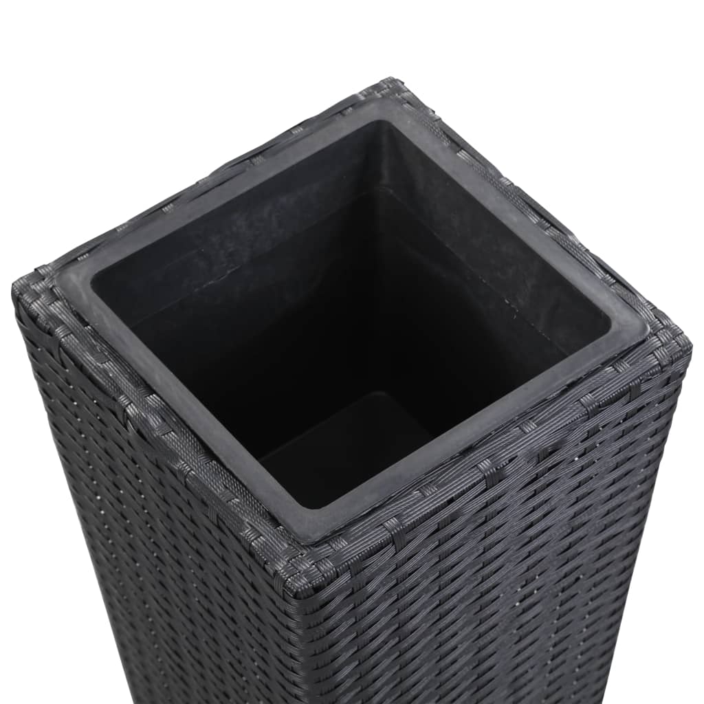 fekete polyrattan kerti magaságyás 30 x 30 x 80 cm