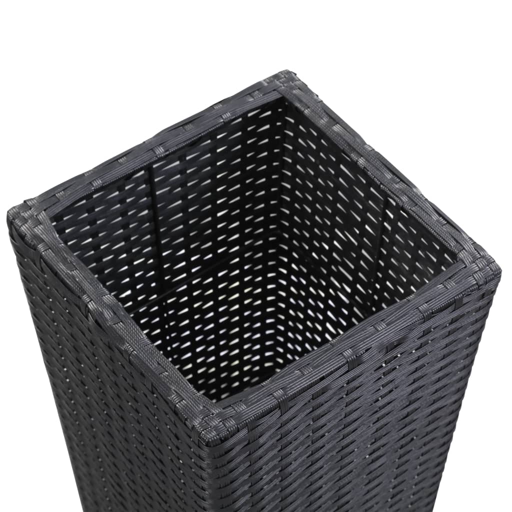 fekete polyrattan kerti magaságyás 30 x 30 x 80 cm