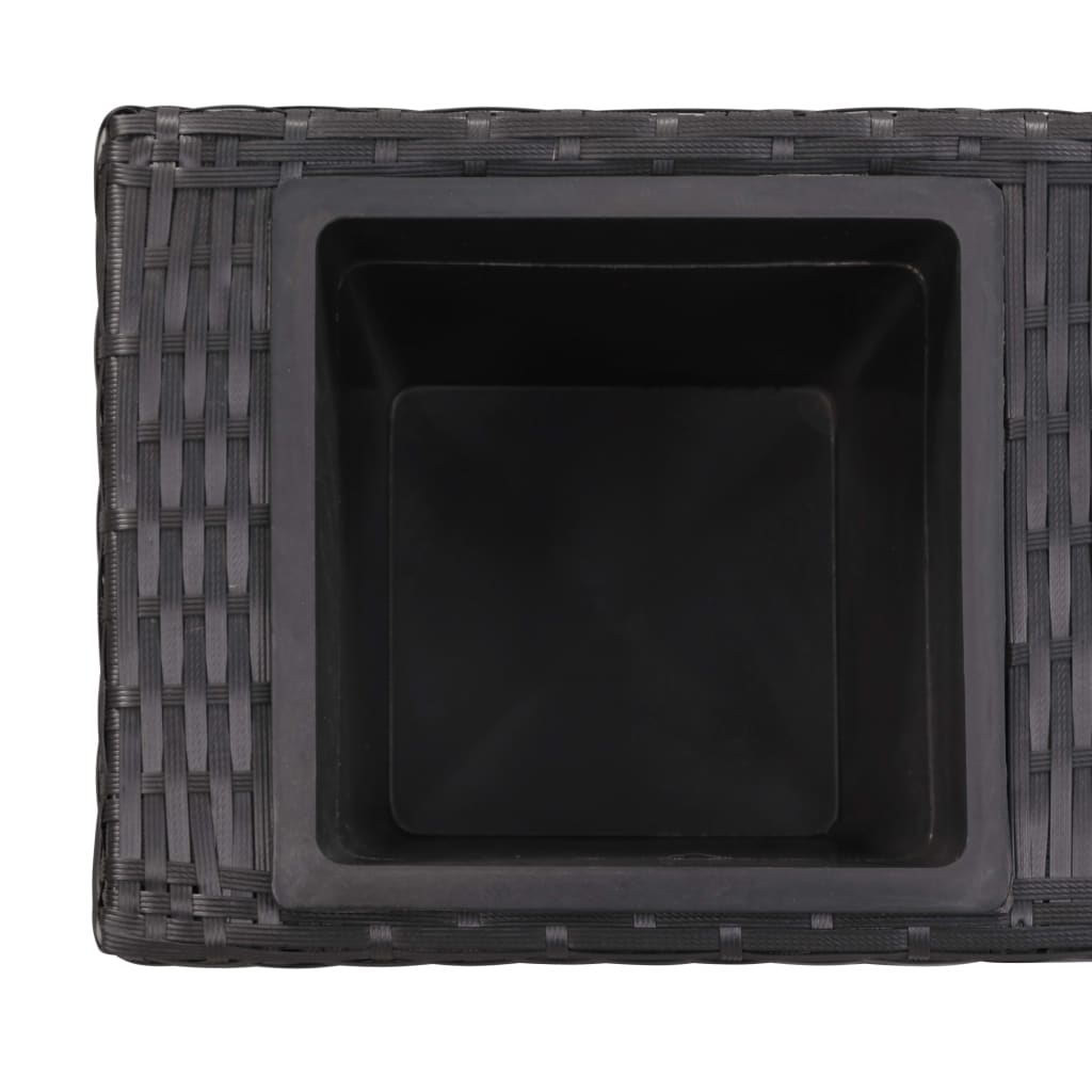 fekete polyrattan kerti magaságyás 3 kaspóval 100 x 30 x 36 cm