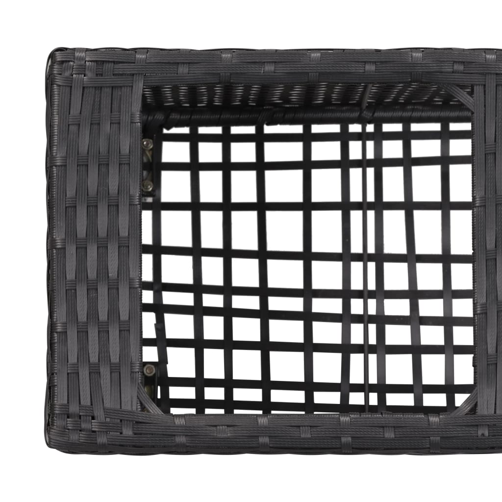 fekete polyrattan kerti magaságyás 3 kaspóval 100 x 30 x 36 cm