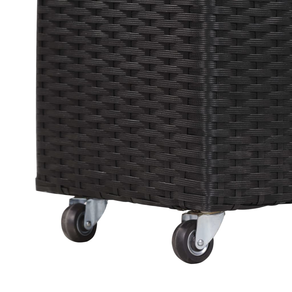 fekete polyrattan kerti magaságyás 3 kaspóval 100 x 30 x 36 cm