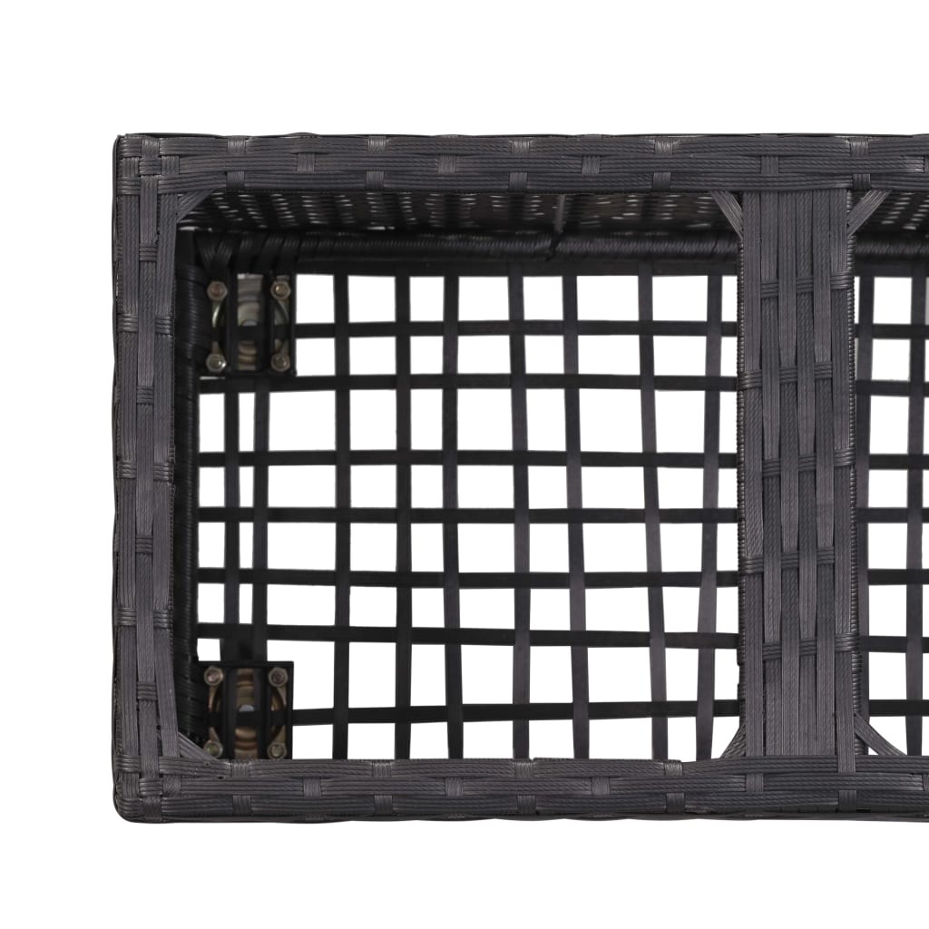 fekete polyrattan kerti magaságyás 2 kaspóval 60 x 30 x 36 cm