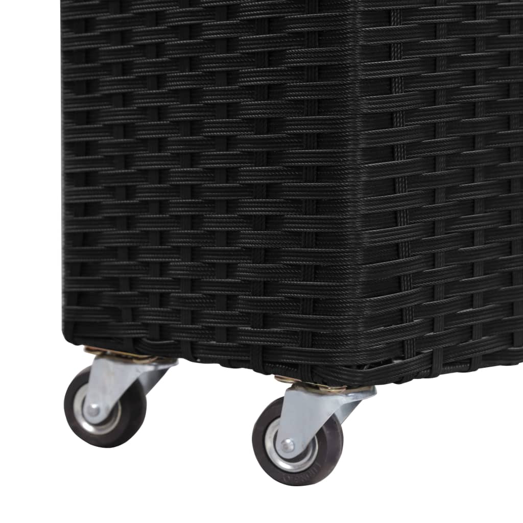 fekete polyrattan kerti magaságyás 4 kaspóval 80 x 22 x 79 cm