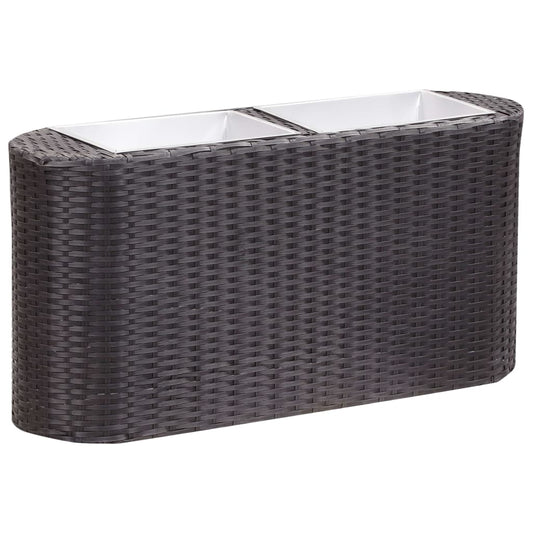 fekete polyrattan kerti magaságyás 80 x 25 x 40 cm
