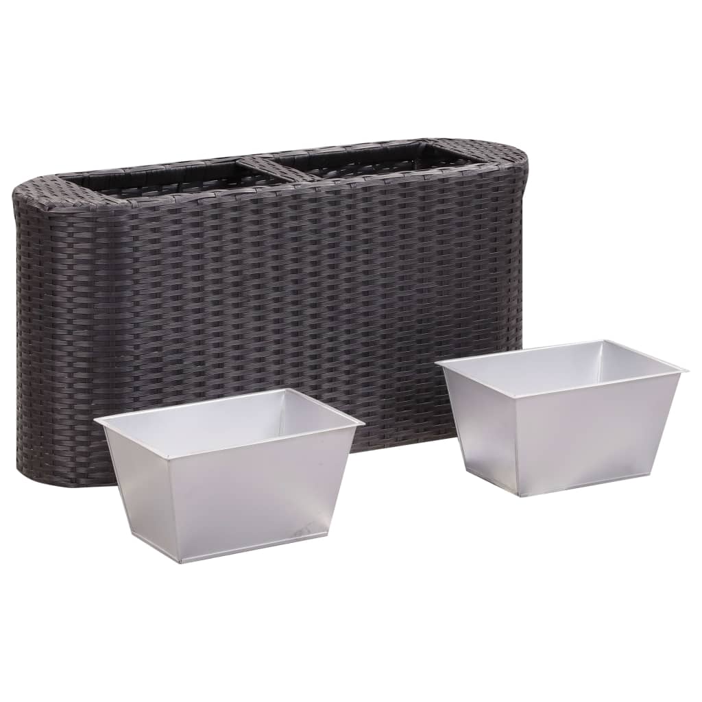 fekete polyrattan kerti magaságyás 80 x 25 x 40 cm
