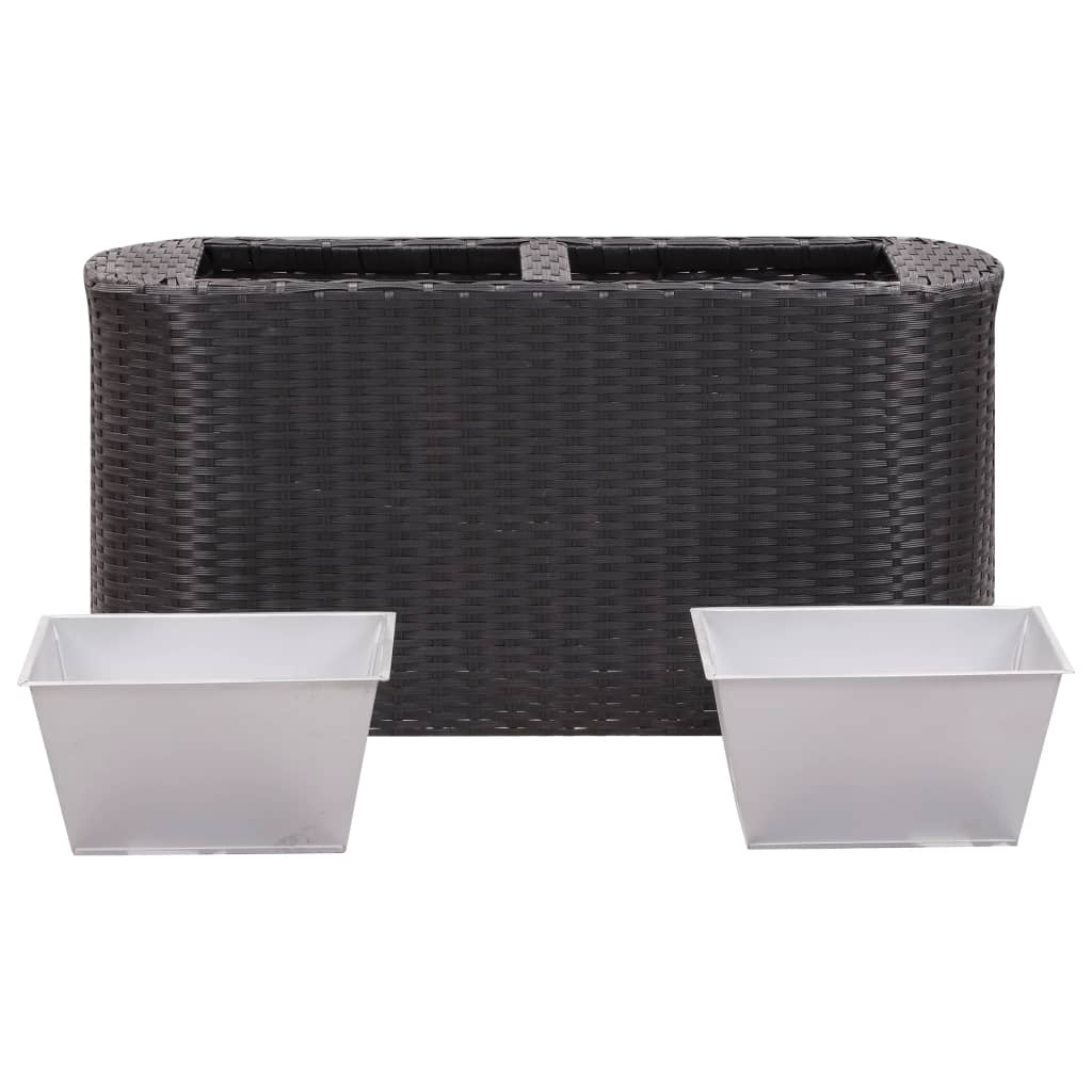 fekete polyrattan kerti magaságyás 80 x 25 x 40 cm
