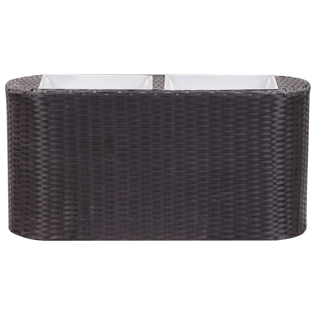 fekete polyrattan kerti magaságyás 80 x 25 x 40 cm