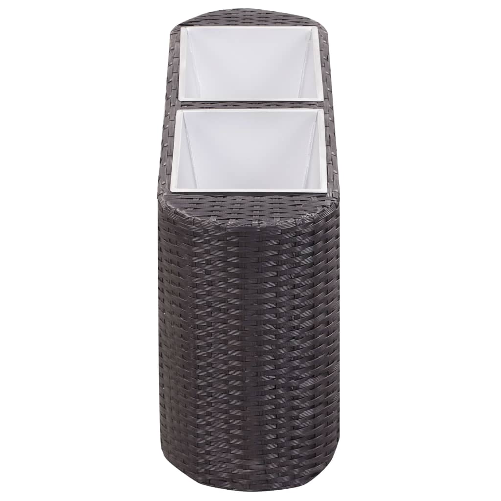 fekete polyrattan kerti magaságyás 80 x 25 x 40 cm