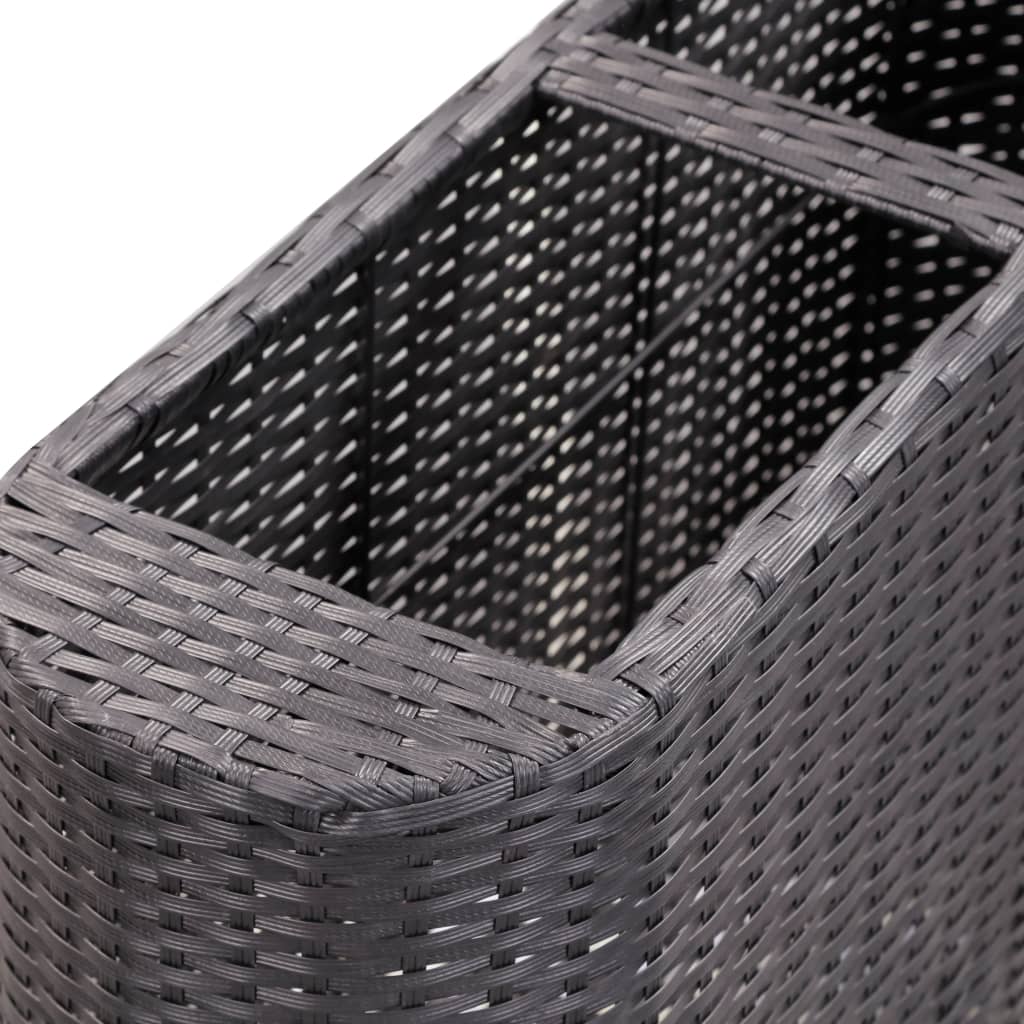 fekete polyrattan kerti magaságyás 80 x 25 x 40 cm