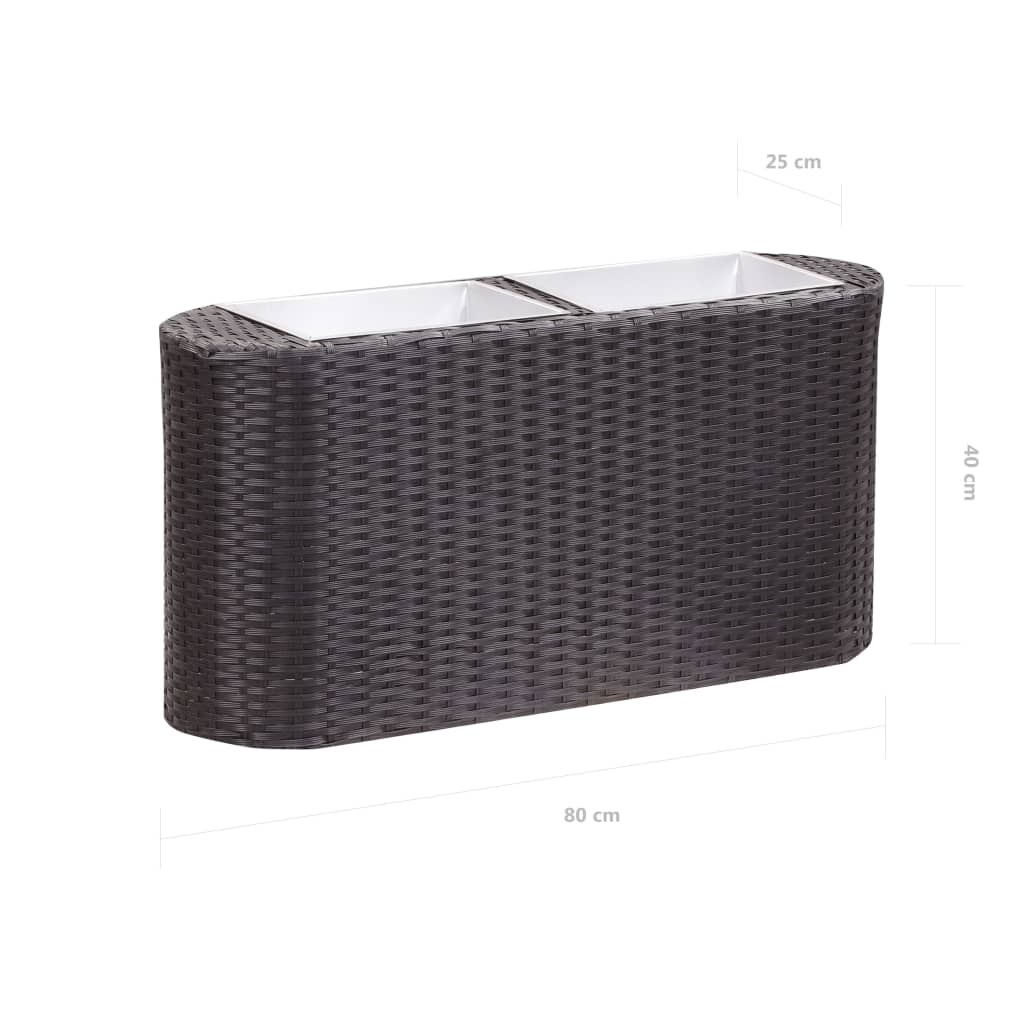 fekete polyrattan kerti magaságyás 80 x 25 x 40 cm