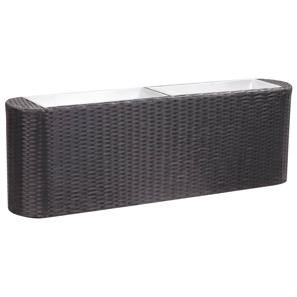 fekete polyrattan kerti magaságyás 120 x 24 x 40 cm