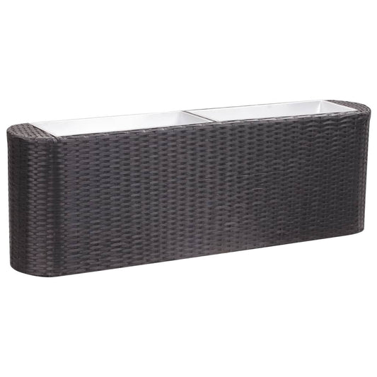 fekete polyrattan kerti magaságyás 120 x 24 x 40 cm