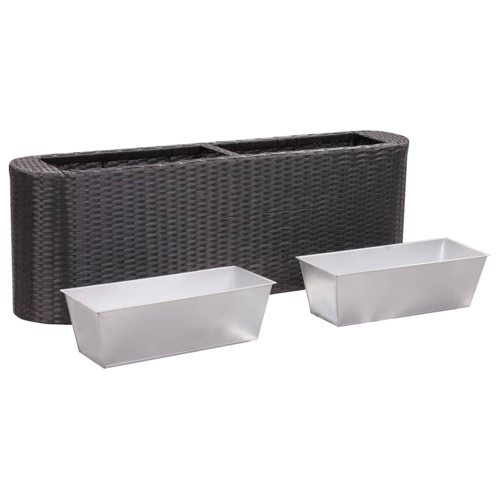 fekete polyrattan kerti magaságyás 120 x 24 x 40 cm