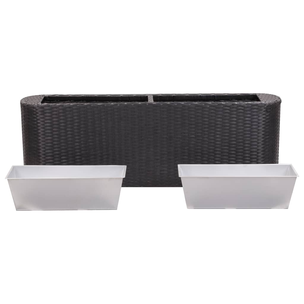 fekete polyrattan kerti magaságyás 120 x 24 x 40 cm