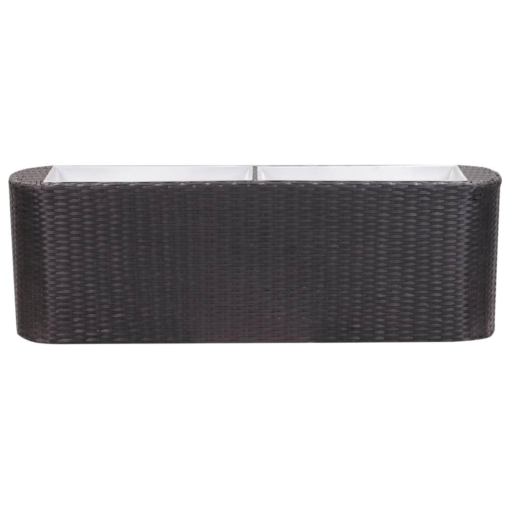 fekete polyrattan kerti magaságyás 120 x 24 x 40 cm