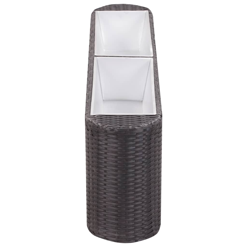 fekete polyrattan kerti magaságyás 120 x 24 x 40 cm