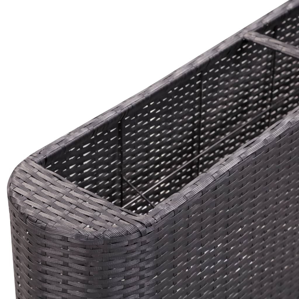 fekete polyrattan kerti magaságyás 120 x 24 x 40 cm