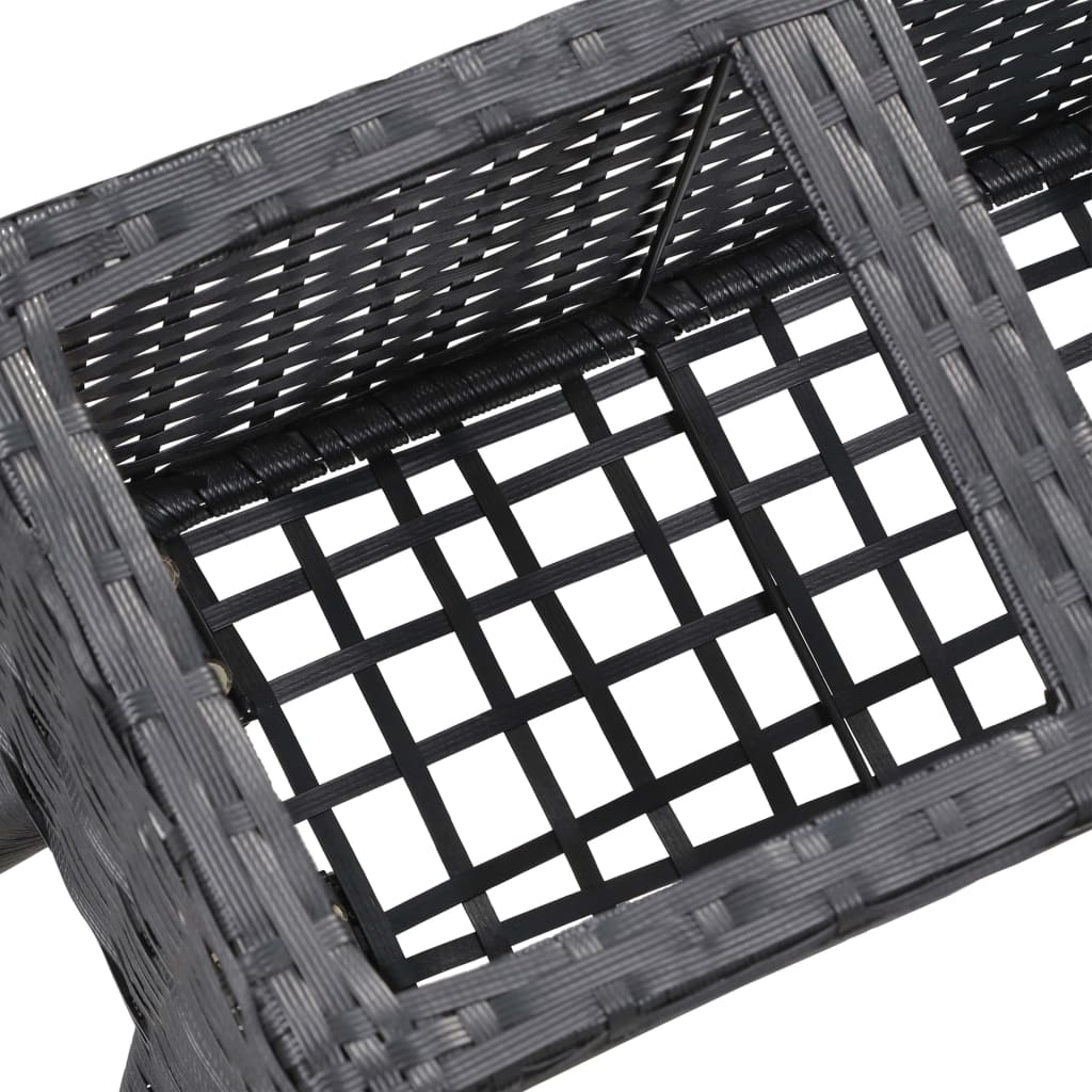 fekete polyrattan kerti magaságyás 5 kaspóval 118 x 25 x 50 cm