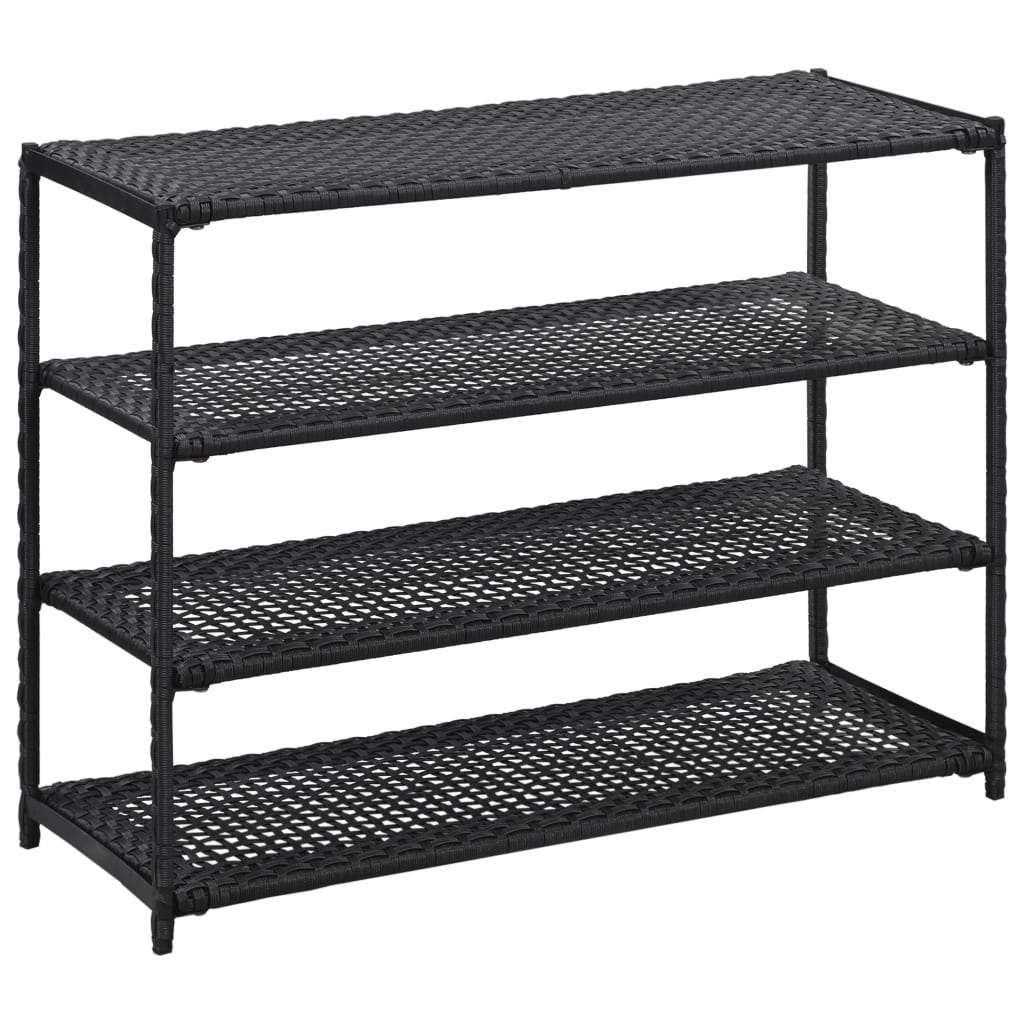 fekete polyrattan cipőpolc 80 x 30 x 60 cm
