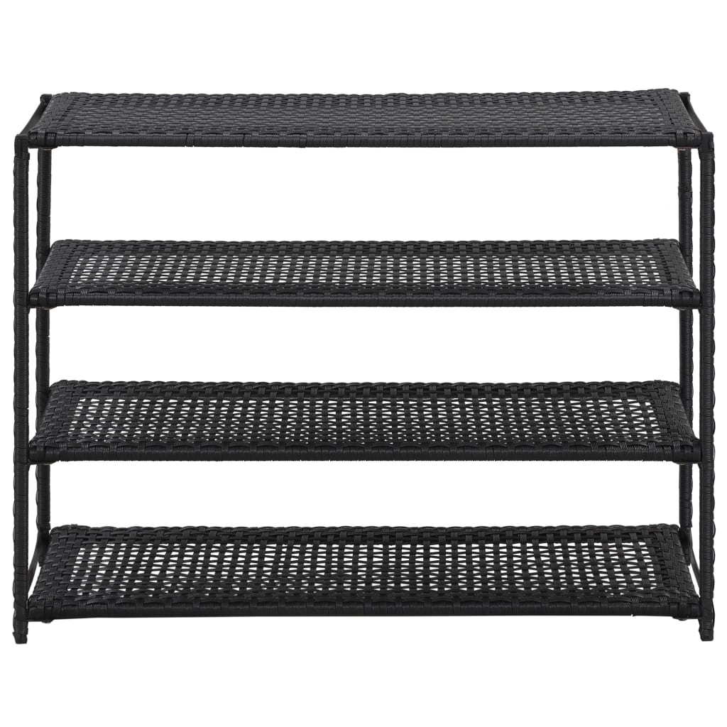 fekete polyrattan cipőpolc 80 x 30 x 60 cm