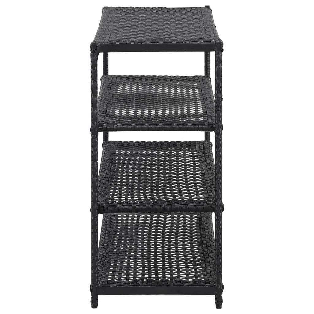 fekete polyrattan cipőpolc 80 x 30 x 60 cm