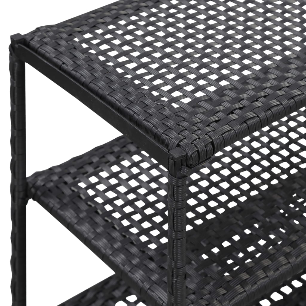 fekete polyrattan cipőpolc 80 x 30 x 60 cm